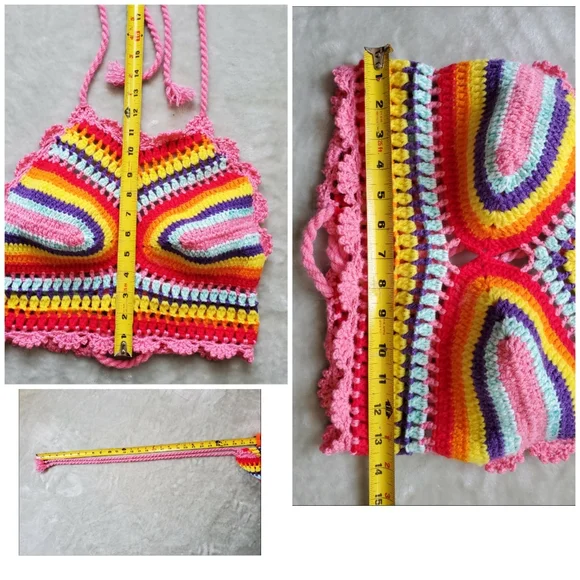 Crochet, High-Neck Halter Cop‎ Top. - Picture 8 of 8